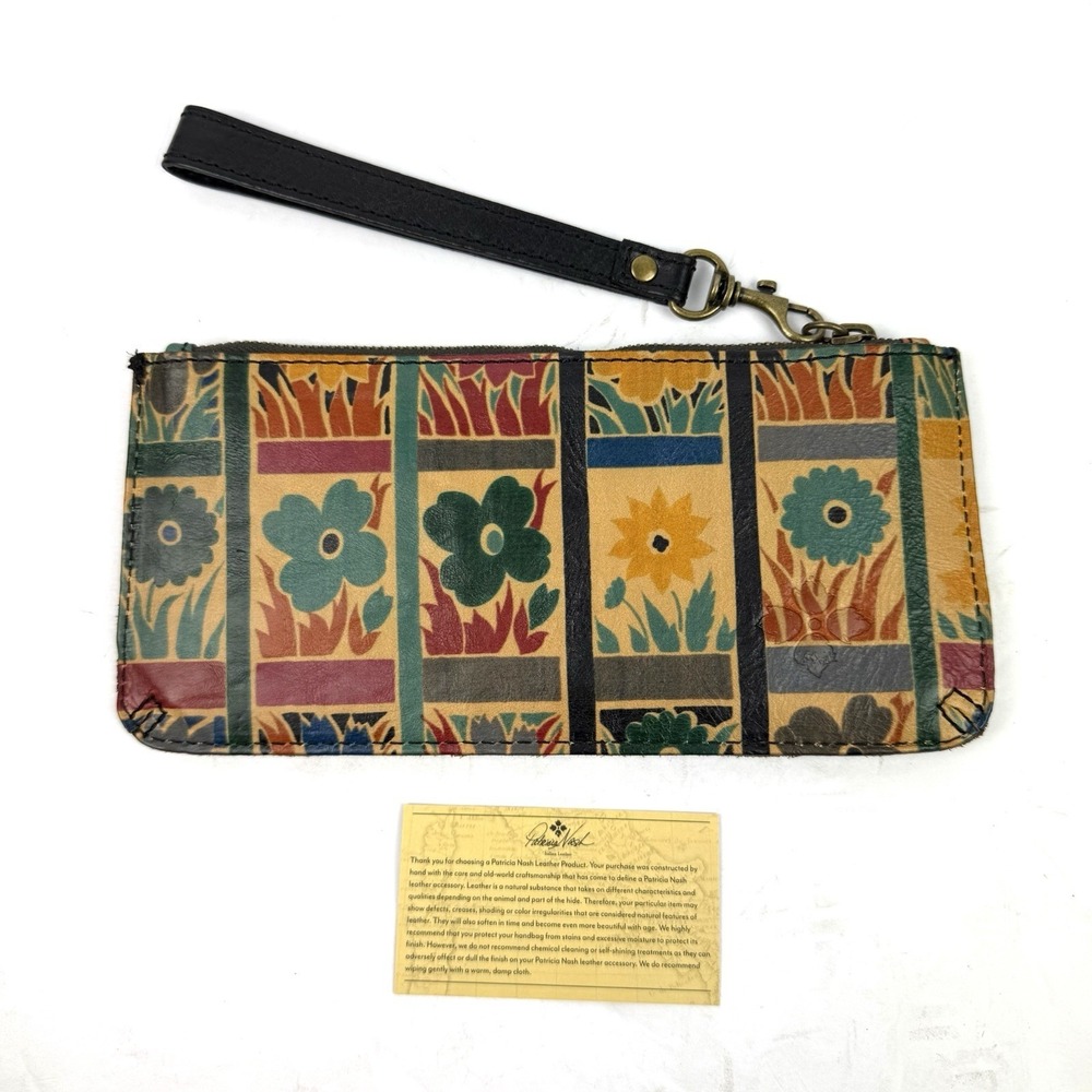 Patricia Nash Floral Patchwork Leather Wristlet in Multi-Color
